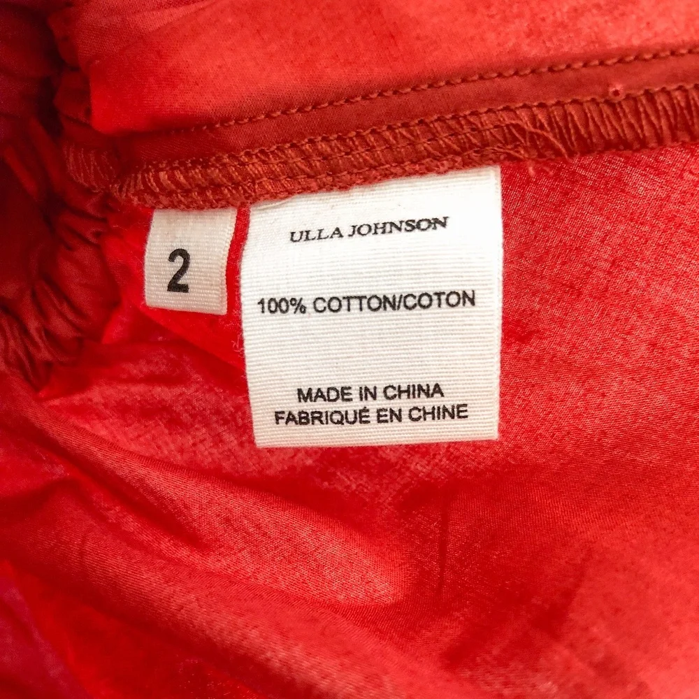 Ulla Johnson Evita Shirred Cotton Top Burnt Henna 2